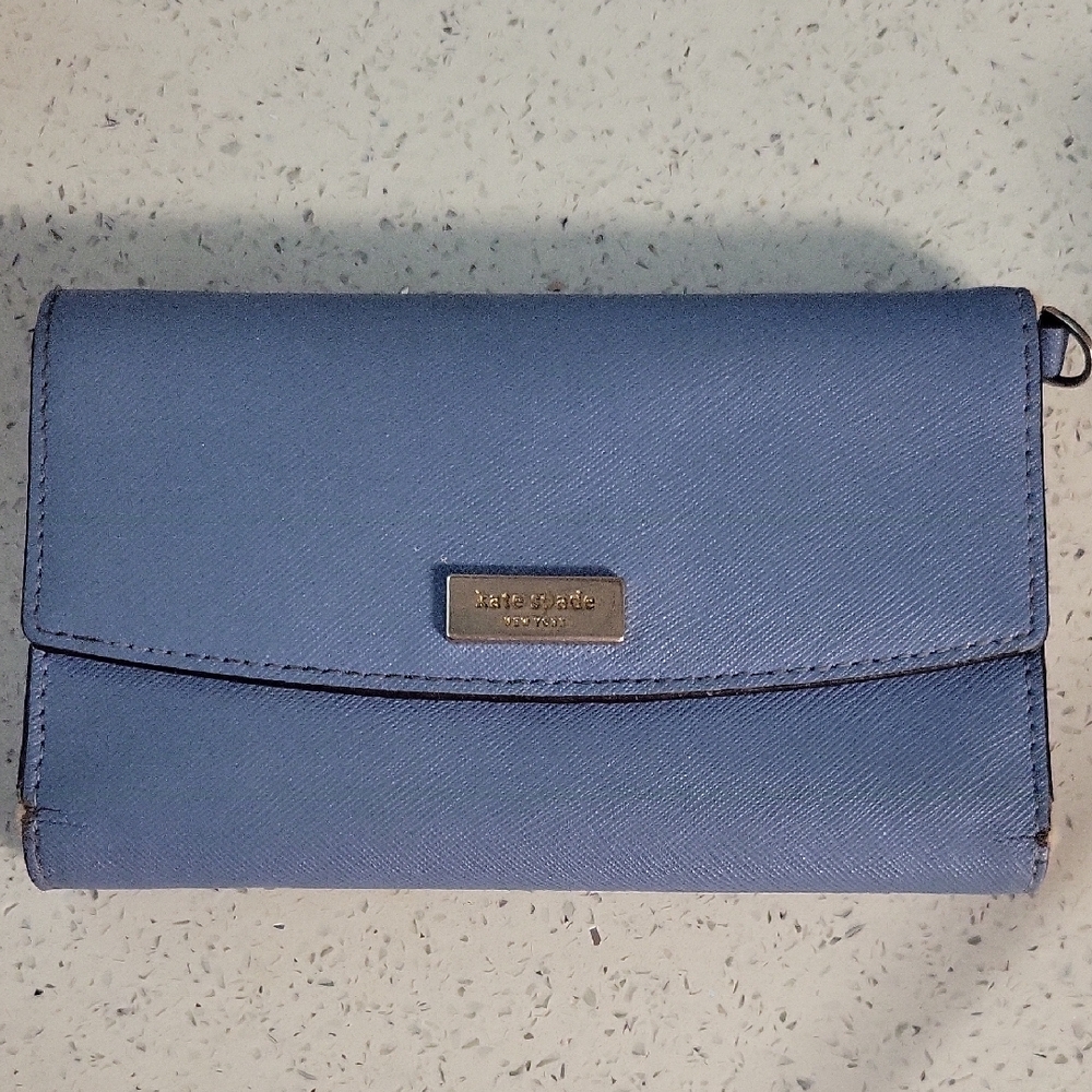 Kate Spade Blue Wallet Flap-Over Design Minimalist